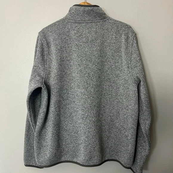 LL Bean Sweater Mens XL Gray Slightly Fitted Fleece Pullover T-Snap Mock Neck - Picture 3 of 7